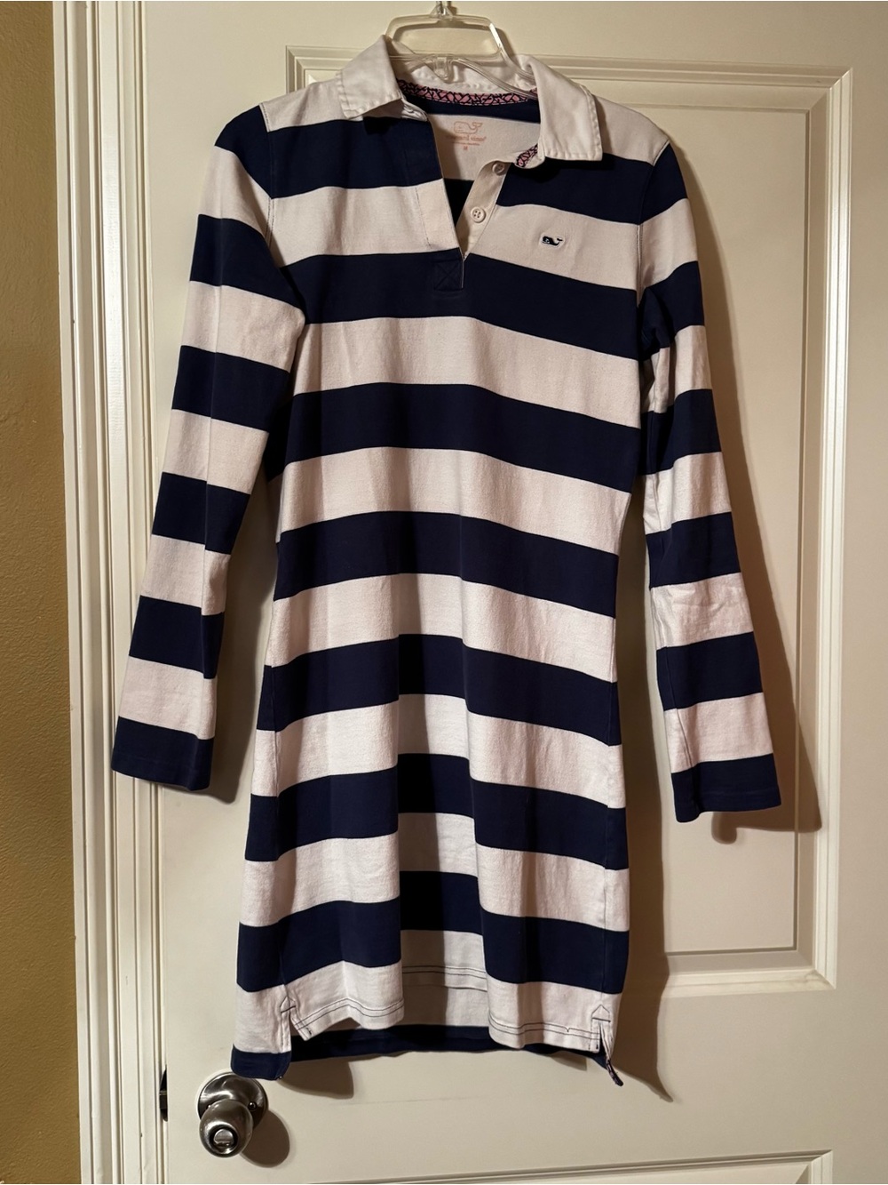 Vineyard Vines Rugby Dress Women’s M Navy White Striped Long Sleeve Preppy - Picture 2 of 6
